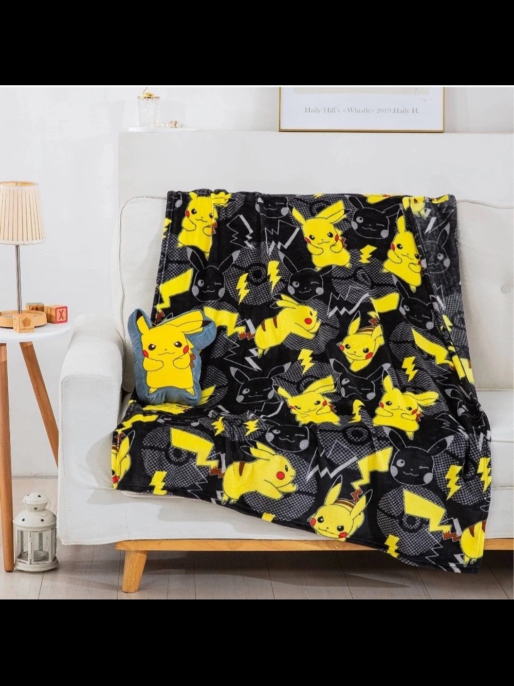 Plush Character Throw Blanket in Black and Yellow